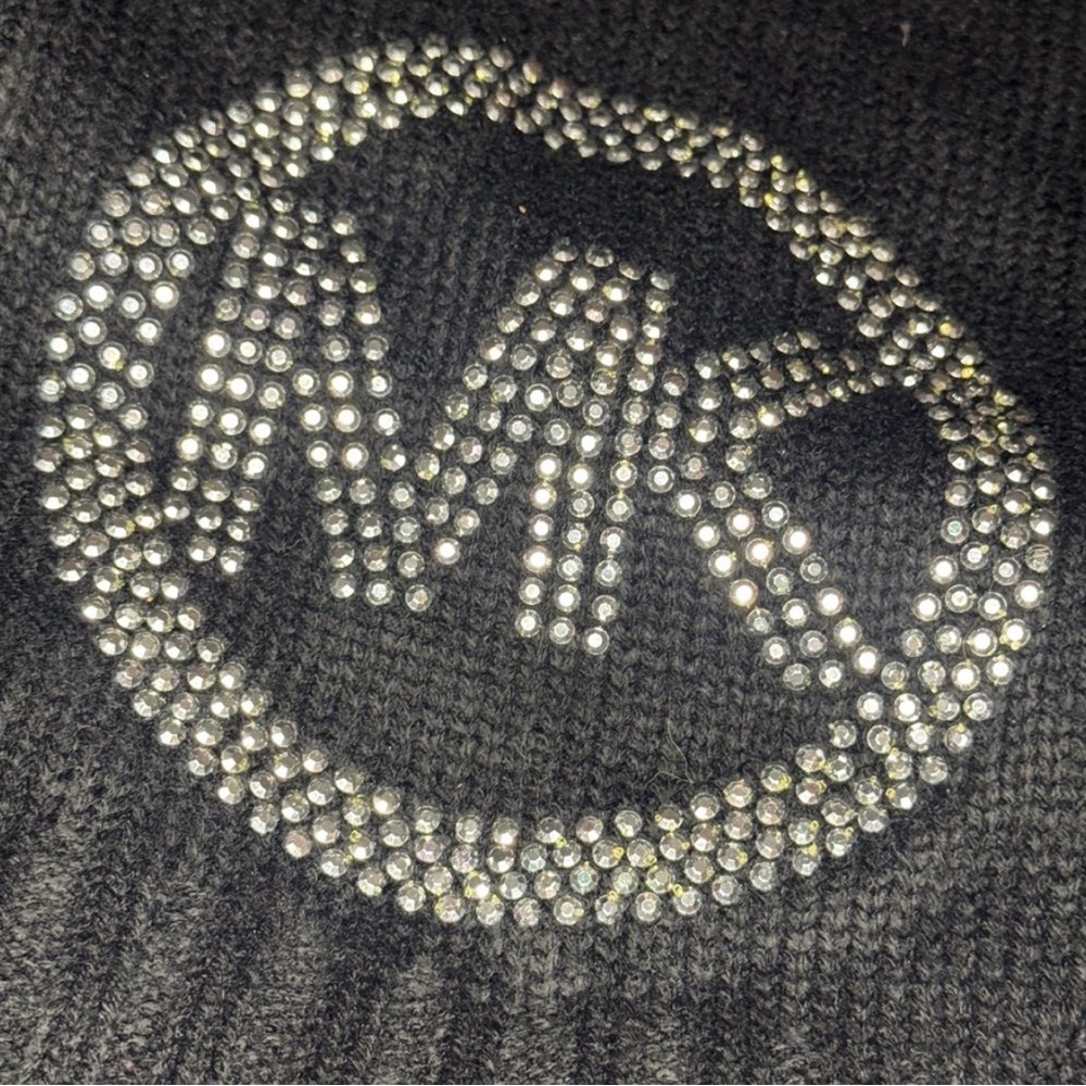 Michael Kors Black Scarf with Silver MK Logo NWOT - Picture 3 of 4